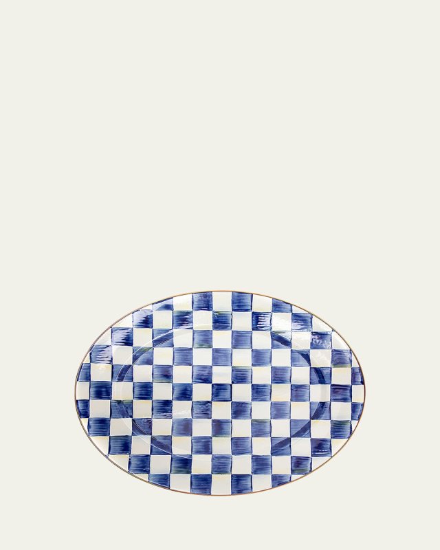 22" Royal Check Enamel Oval Platter